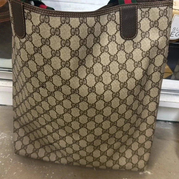 Gucci Tote Bag Vintage Sherry Line Brown PVC Certified Authentic - Picture 11 of 12